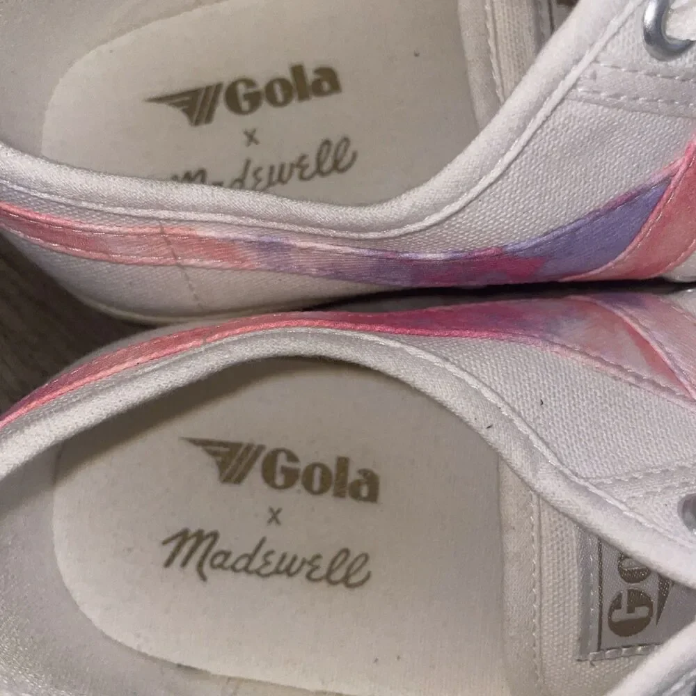 Gola x Madewell Coaster Tie Dye White Canvas Sneakers Women’s Size 6.